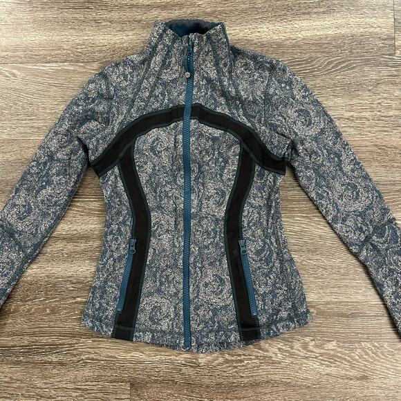 EUC Lululemon Define Jacket Brushed Rose Herringbone Alberta Lake Zip Black Teal - Picture 1 of 16